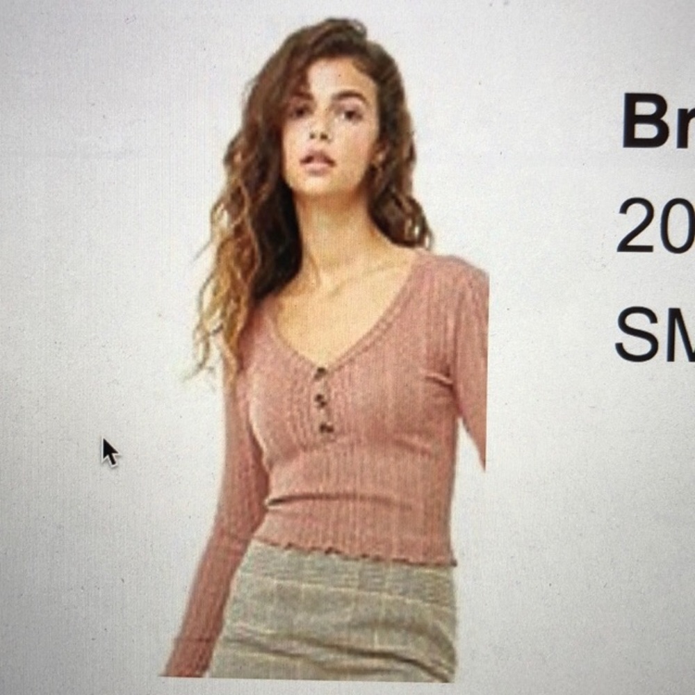 Dusty Pink Crop Long Ribbed Long Sleeve
